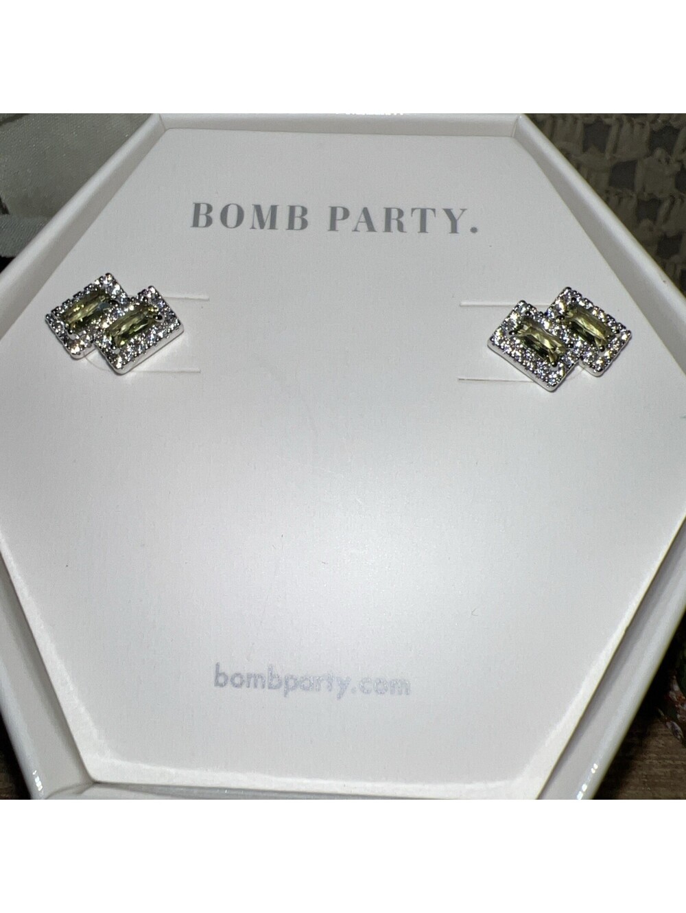 Bomb Party Earring. August Collection. Concert Date Studs. Rhodium Plating.